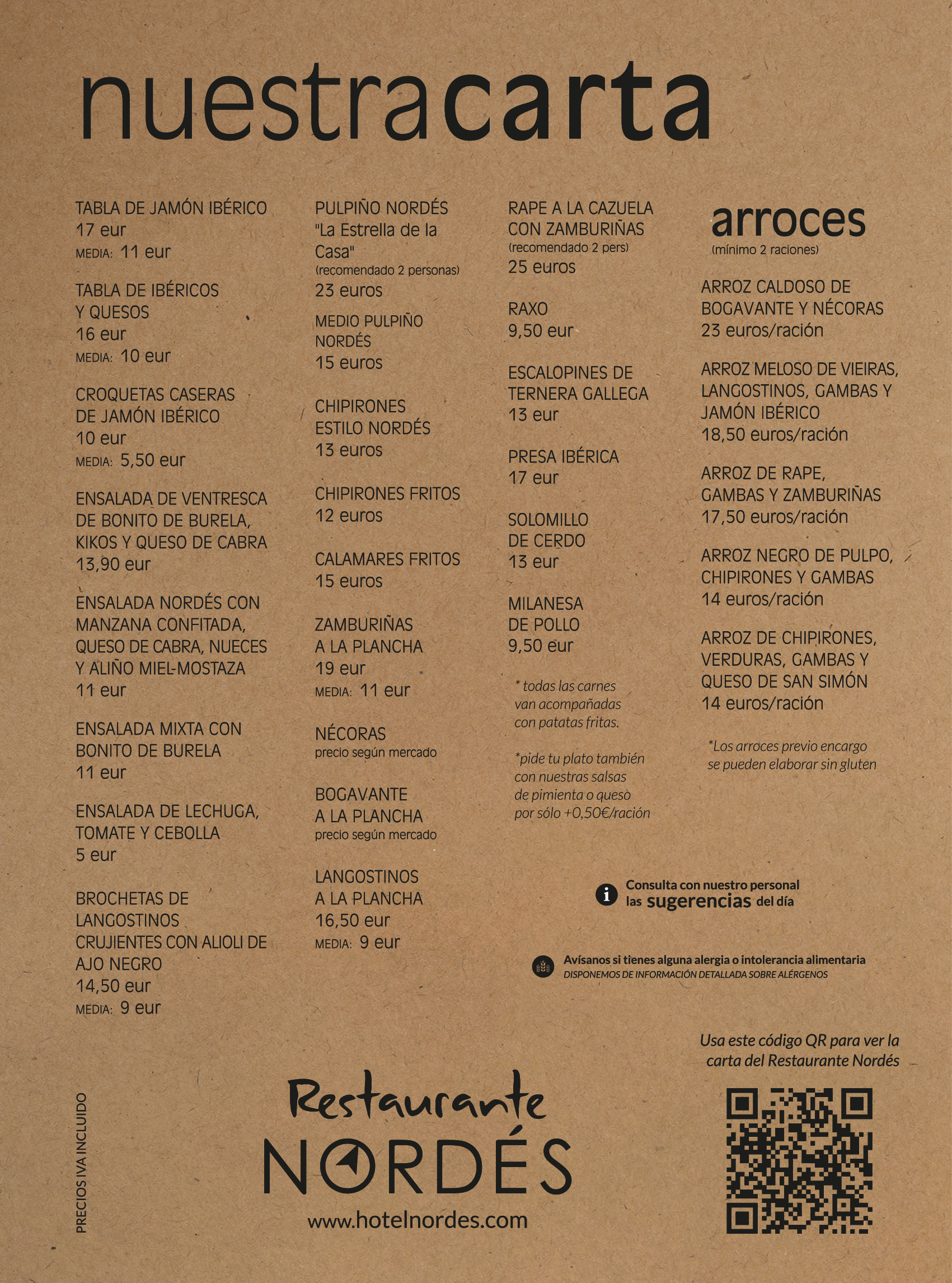 Carta Restaurante Nordés
